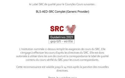 Nouvelle Certification de la Protection Civile Jura-Nord vaudois en Réanimation BLS-AED-SRC